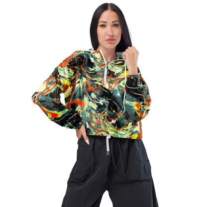 Women's Cropped Windbreaker - Fluid Firestorm