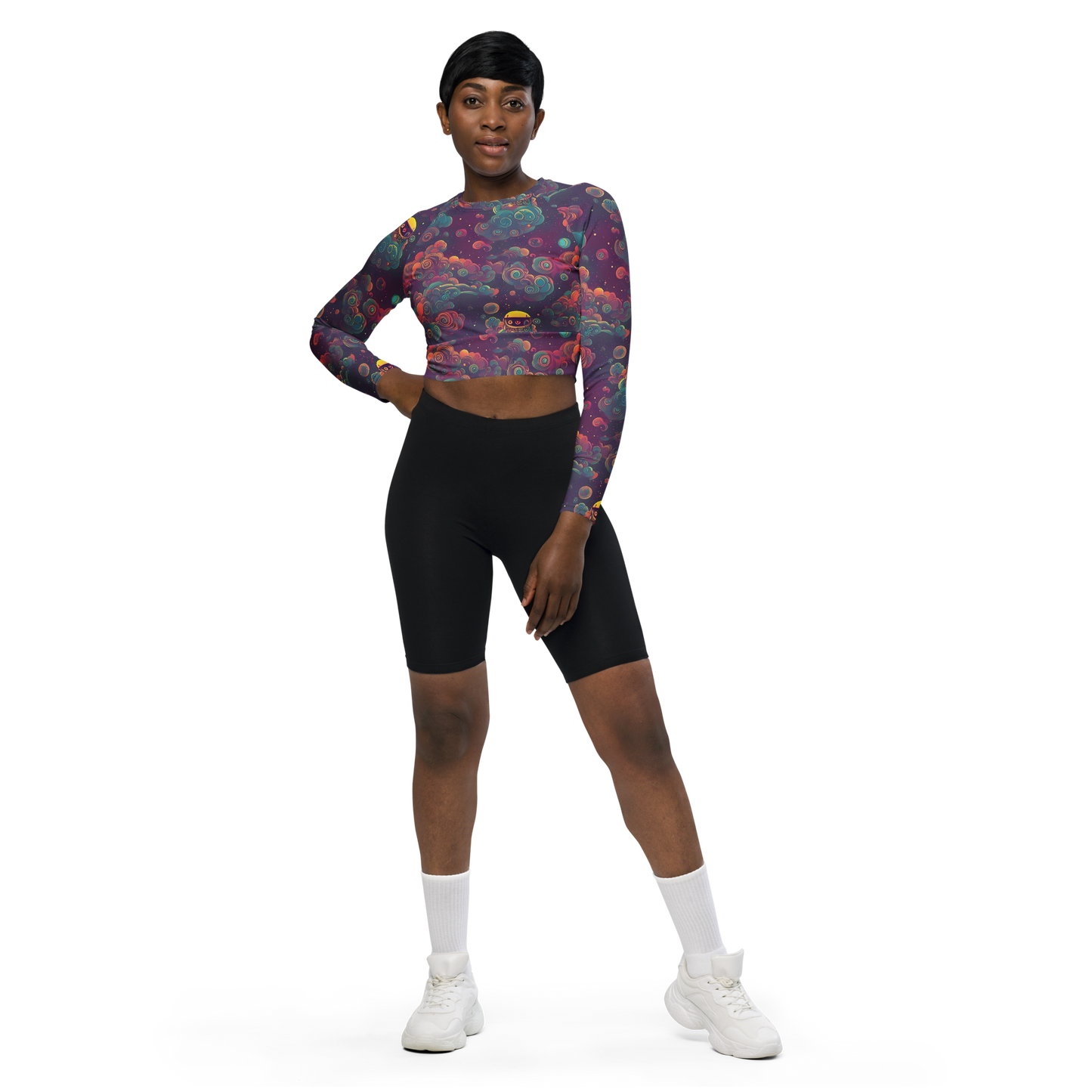 Long Sleeve Crop Top - Nebula Dreamscape