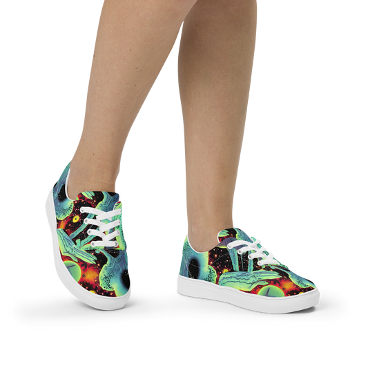 Women's Lace-Up Canvas Shoes - Galactic Grotesque