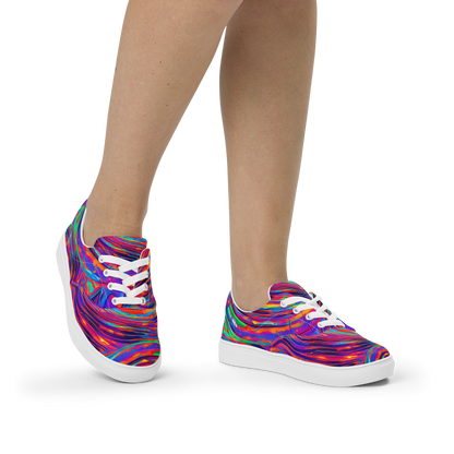 Women's Lace-Up Canvas Shoes - Quantum Spiral