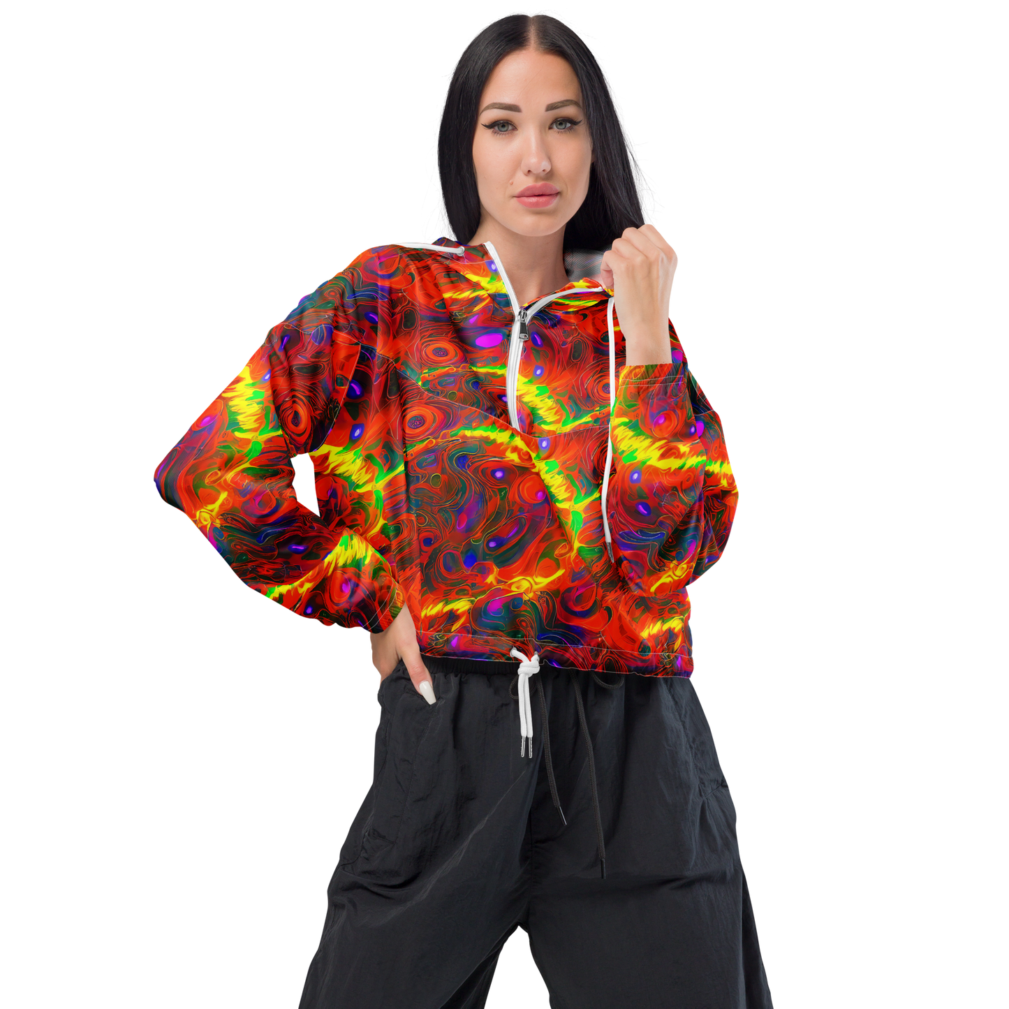 Women's Cropped Windbreaker - Blampied Blaze