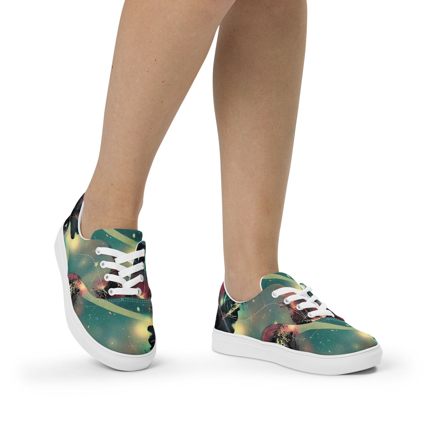 Women's Lace-Up Canvas Shoes - Galactic Serpent