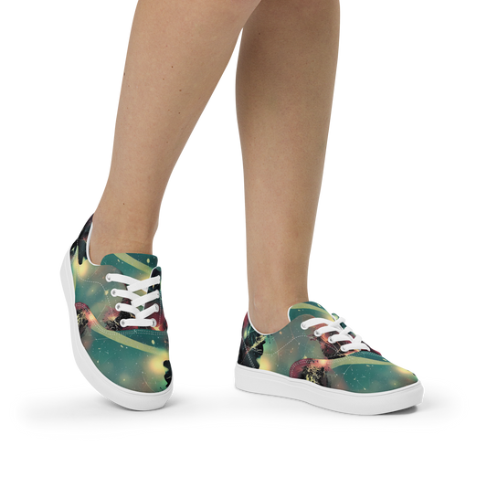 Women's Lace-Up Canvas Shoes - Galactic Serpent