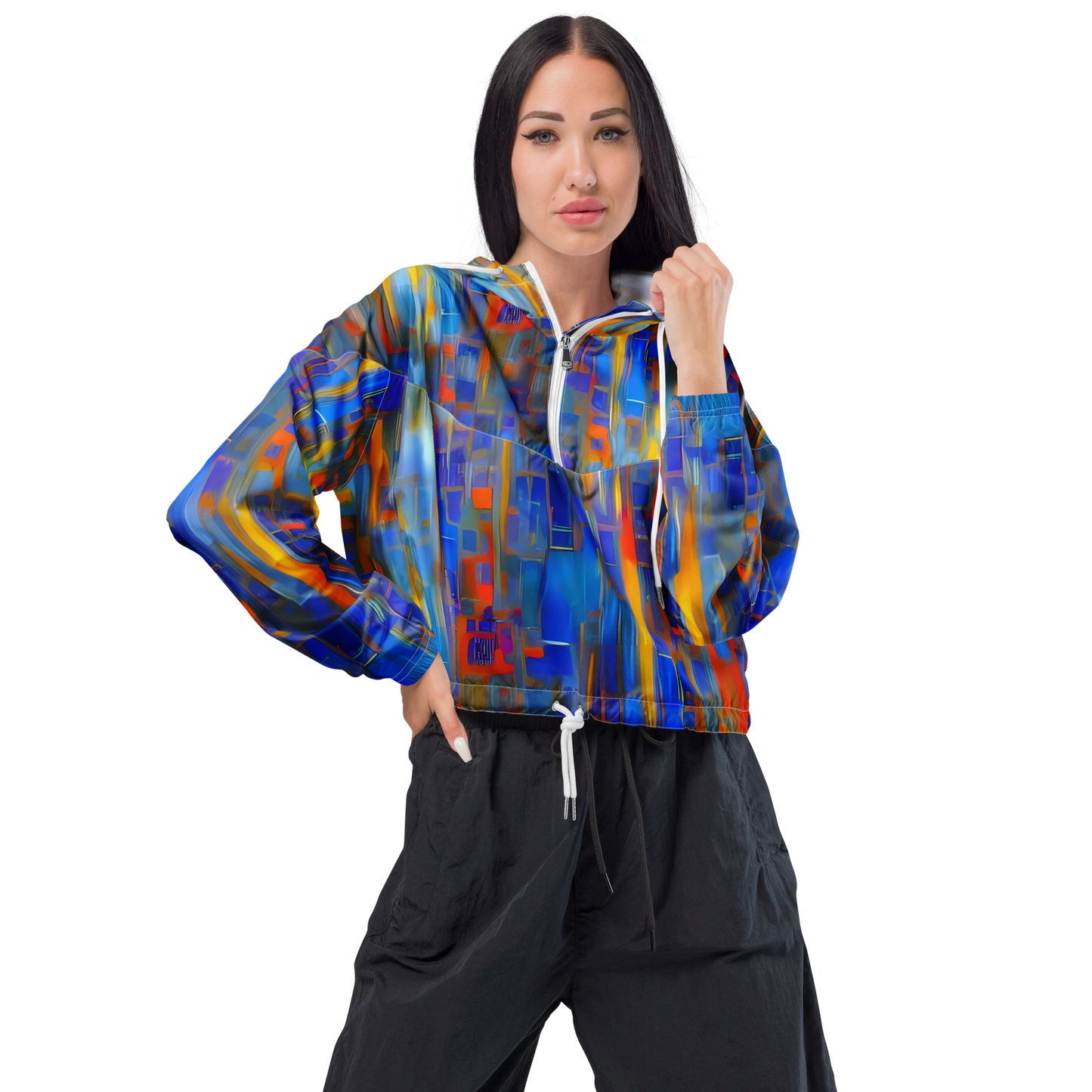 Women's Cropped Windbreaker - Neoplastique Flow