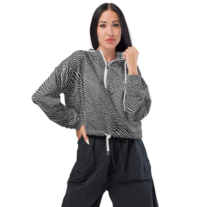 Women's Cropped Windbreaker - Hypnotic Waves