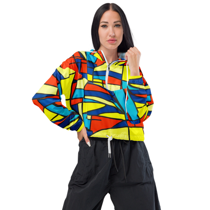 Women's Cropped Windbreaker - Neon Fractals