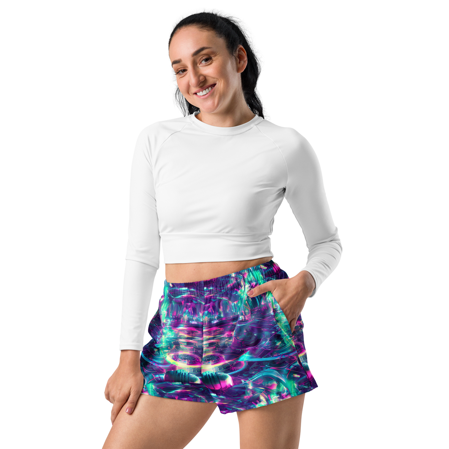 Women’s Athletic Shorts - Synthwave Surge