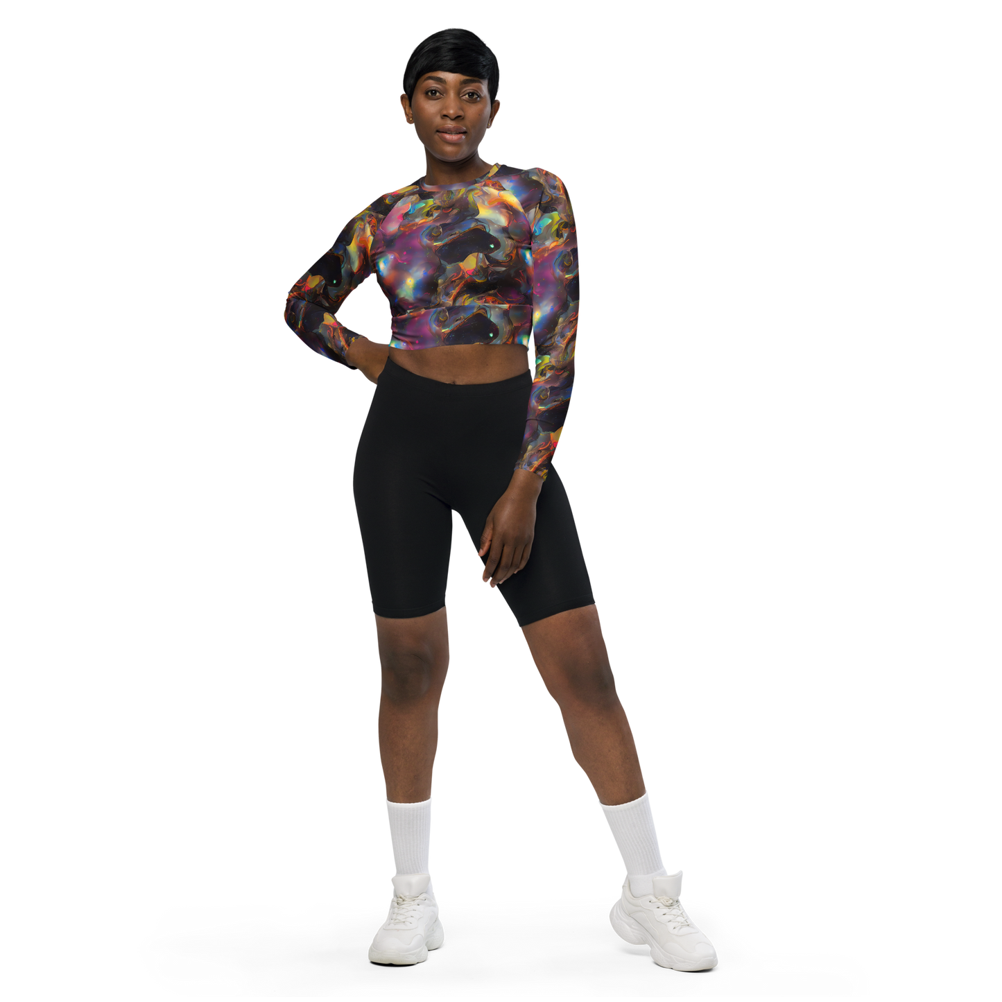 Long Sleeve Crop Top - Cosmic Fusion