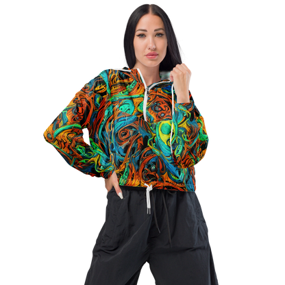 Women's Cropped Windbreaker - Flaming Mirage