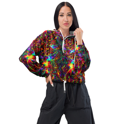 Women's Cropped Windbreaker - Stellar Burst