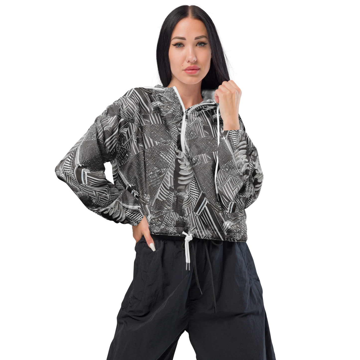 Women's Cropped Windbreaker - Piranesi's Web