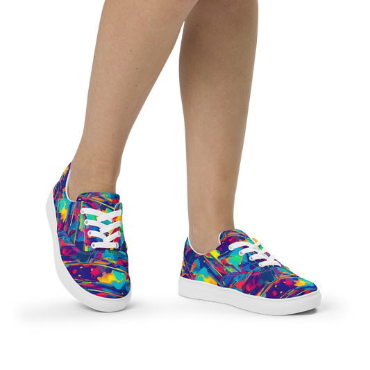 Women's Lace-Up Canvas Shoes - Spectrum Streaks