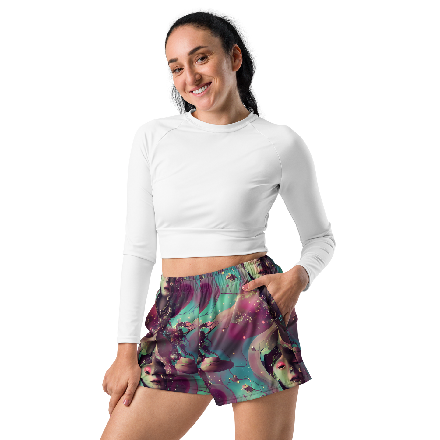 Women’s Athletic Shorts - Nouveau Galaxy