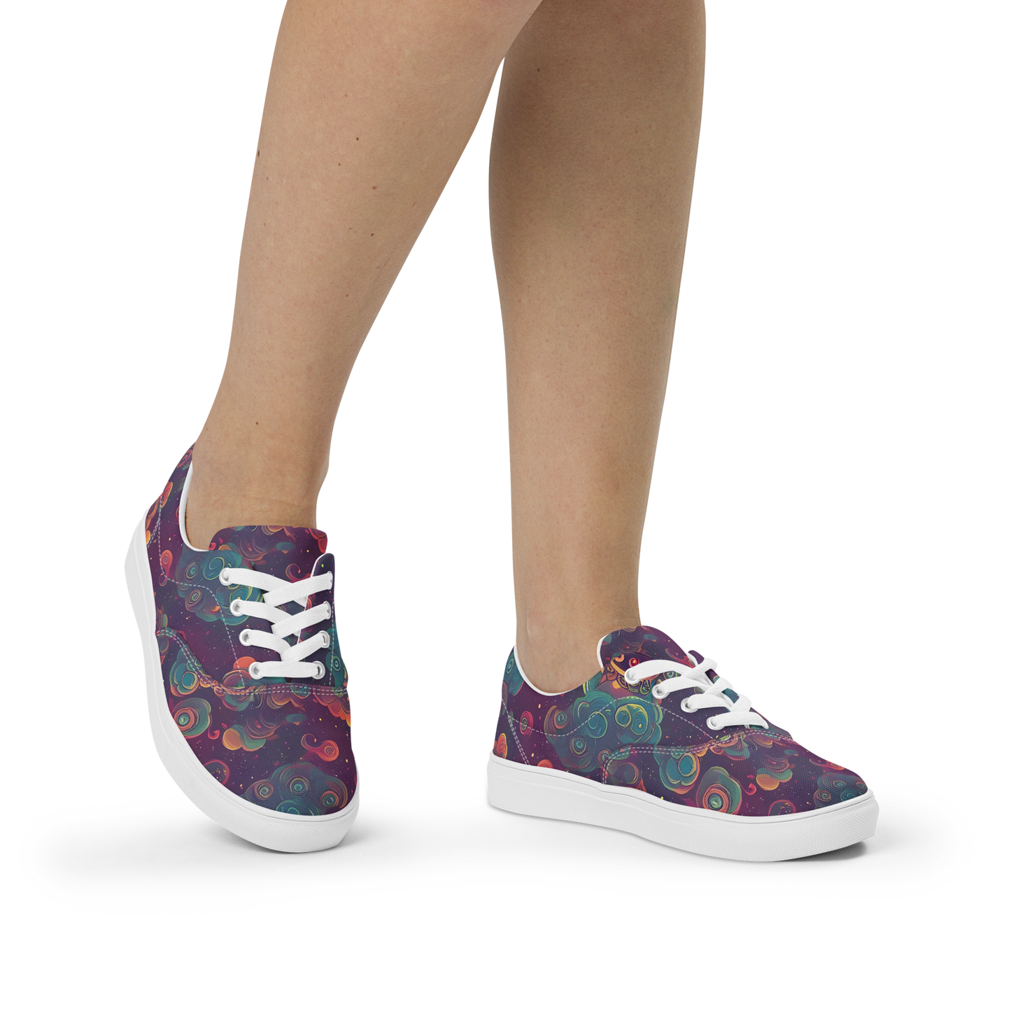 Women's Lace-Up Canvas Shoes - Nebula Dreamscape