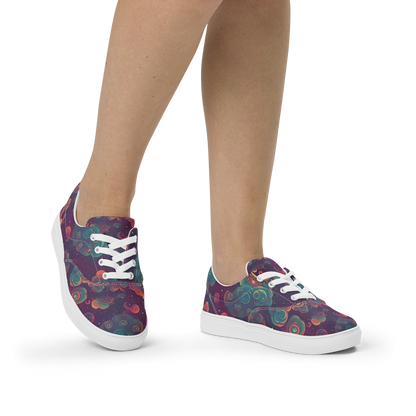 Women's Lace-Up Canvas Shoes - Nebula Dreamscape