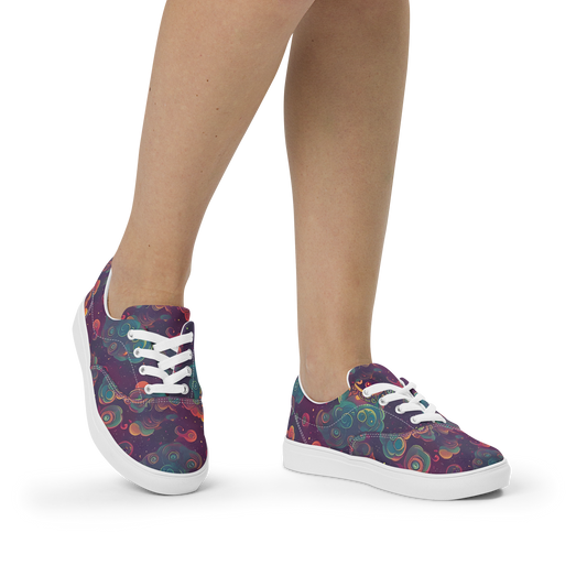 Women's Lace-Up Canvas Shoes - Nebula Dreamscape