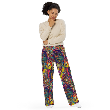 Wide-Leg Pants - Cosmic Collage