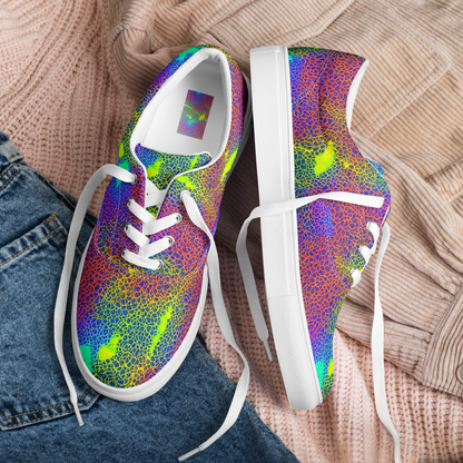 Women's Lace-Up Canvas Shoes - Prismatic Web