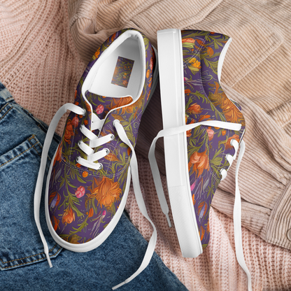 Women's Lace-Up Canvas Shoes - Botanical Nebula