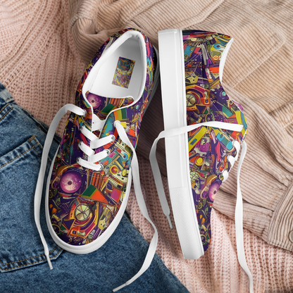 Women's Lace-Up Canvas Shoes - Cosmic Collage