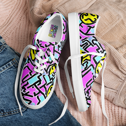 Women's Lace-Up Canvas Shoes - Punk Doodles