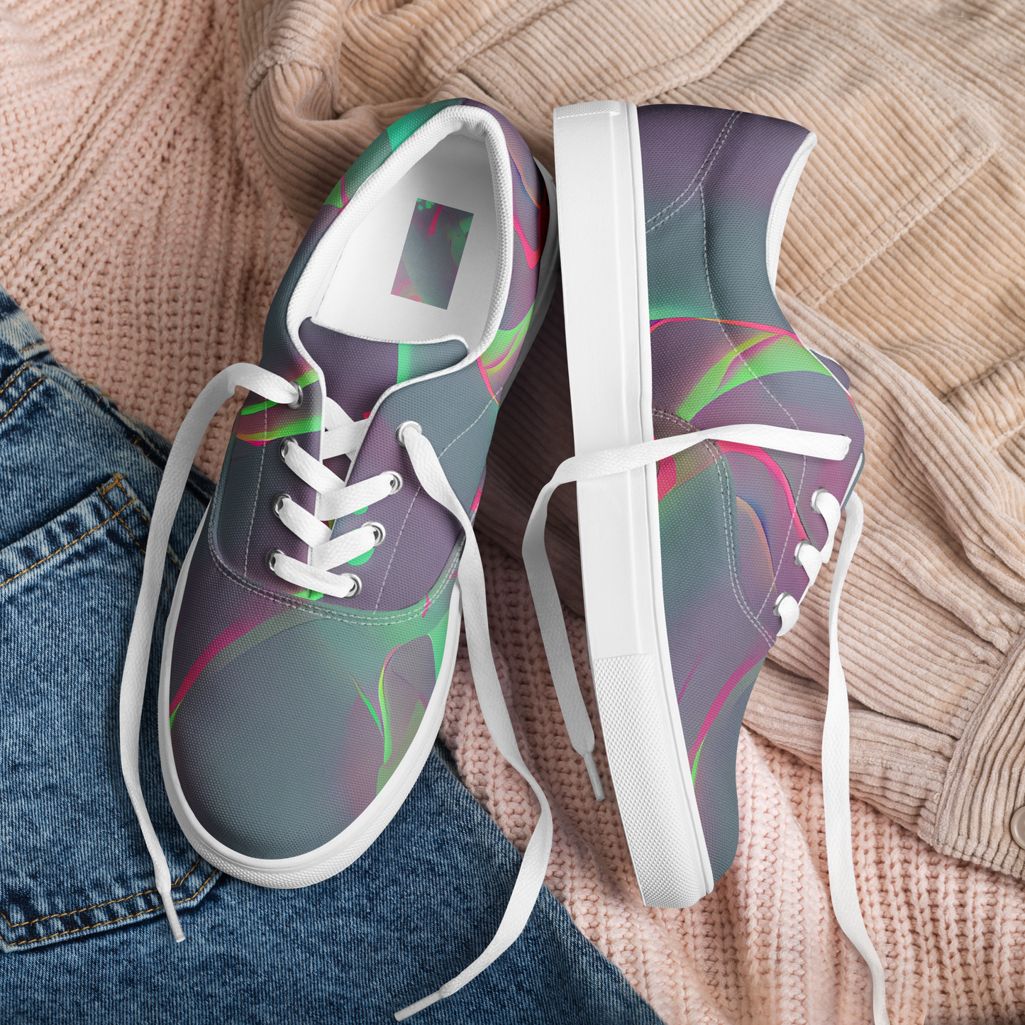 Women's Lace-Up Canvas Shoes - Neon Whisper