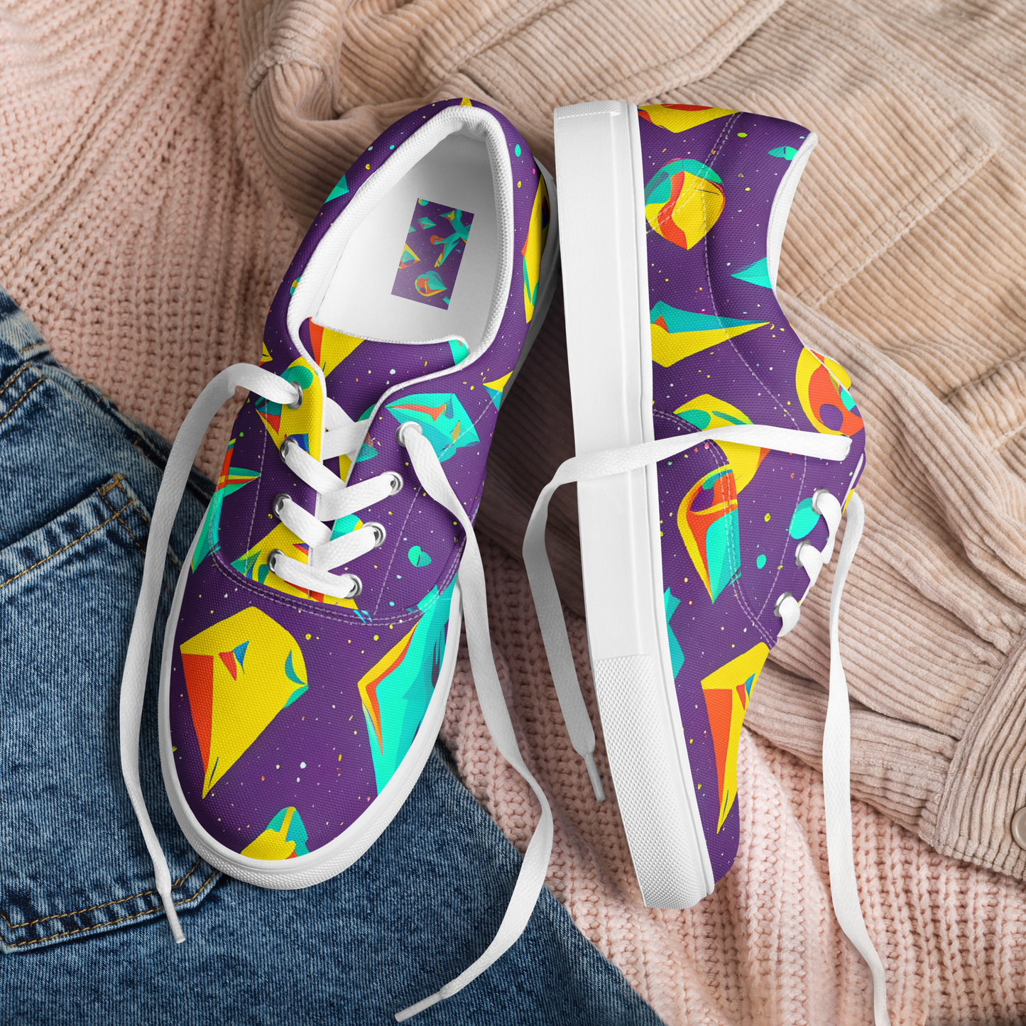 Women's Lace-Up Canvas Shoes - Cascading Prism