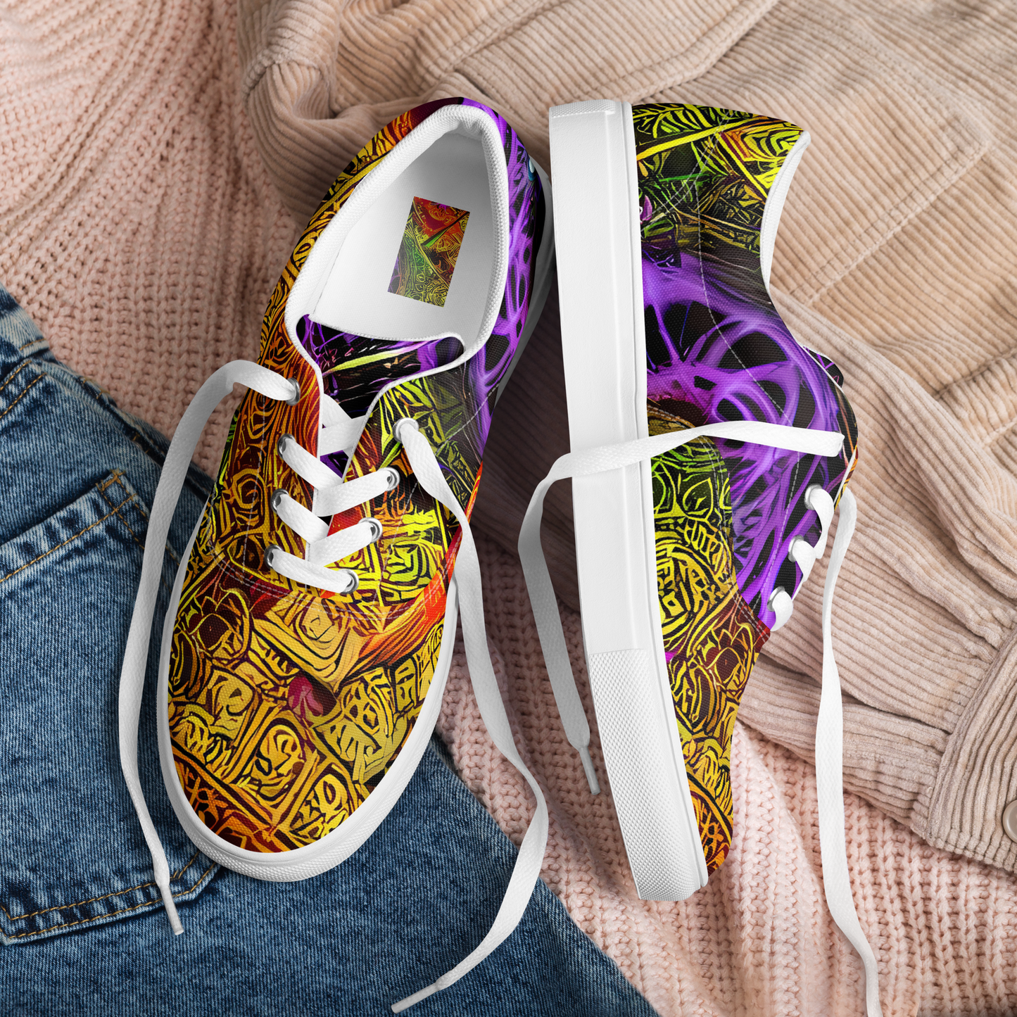 Women's Lace-Up Canvas Shoes - Neon Glyphworks