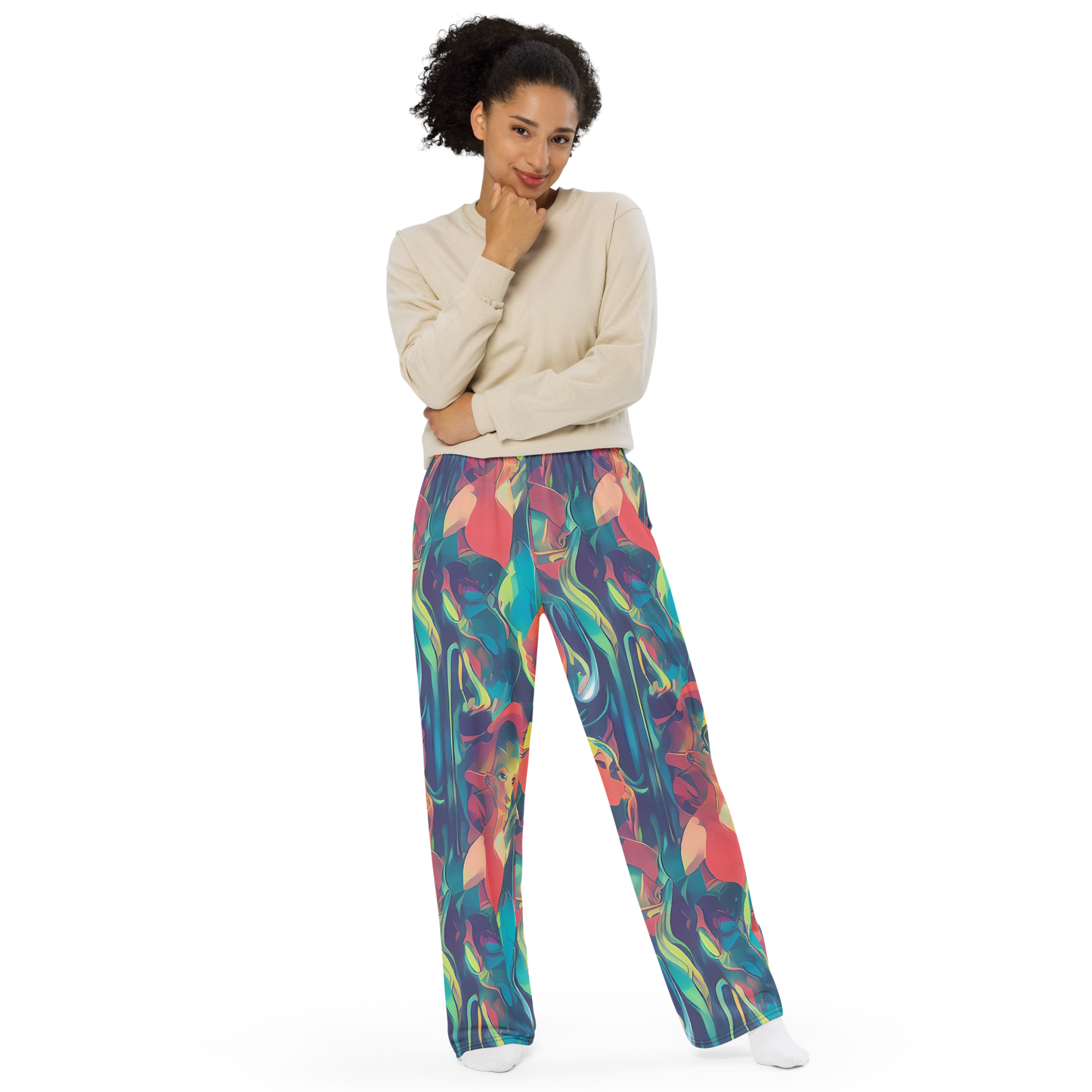 Wide-Leg Pants - Neon Aurora