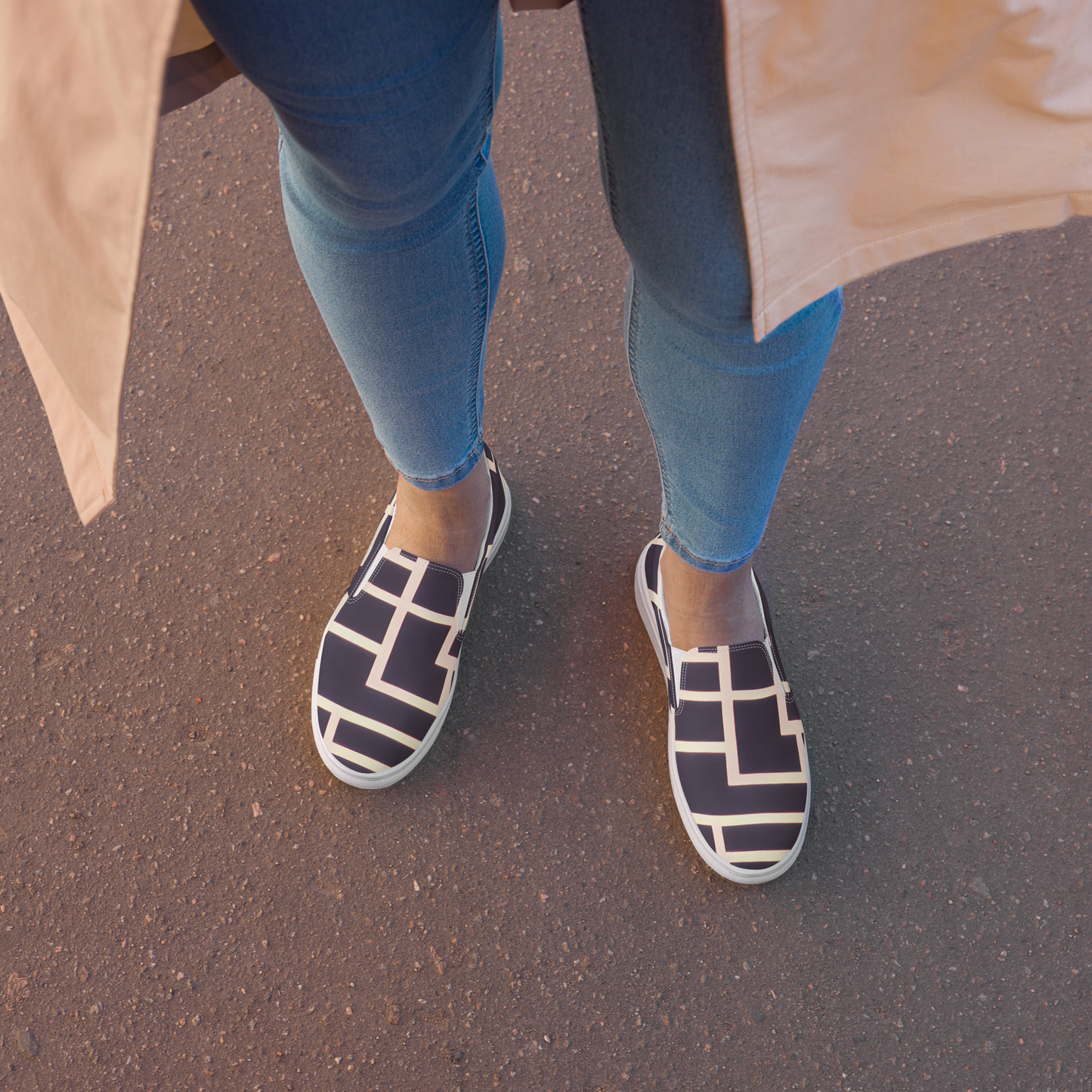 Women's Slip-On Canvas Shoes - Gilded Gridlock