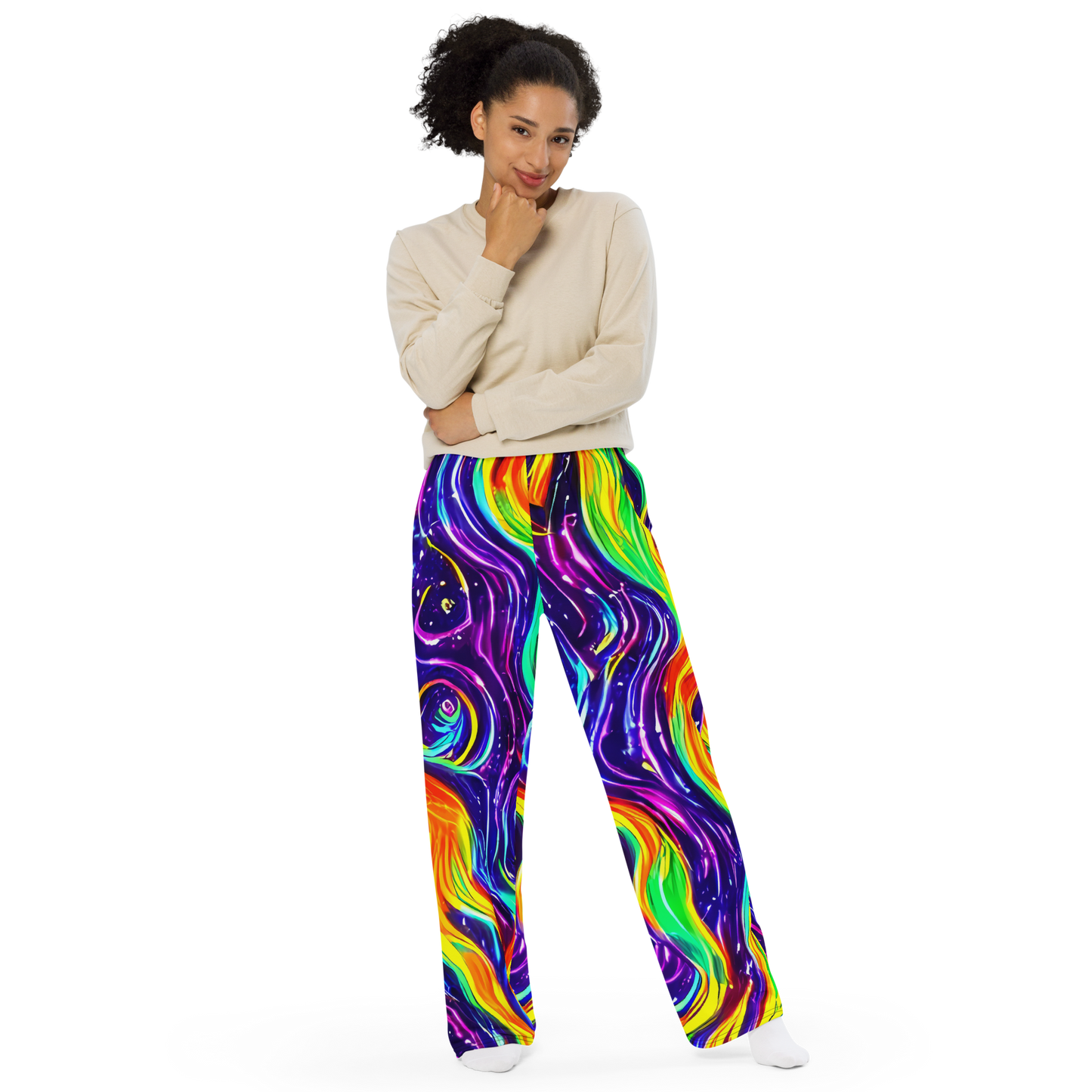 Wide-Leg Pants - Galactic Flames