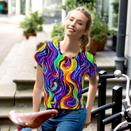 Women's Crop Tee - Galactic Flames