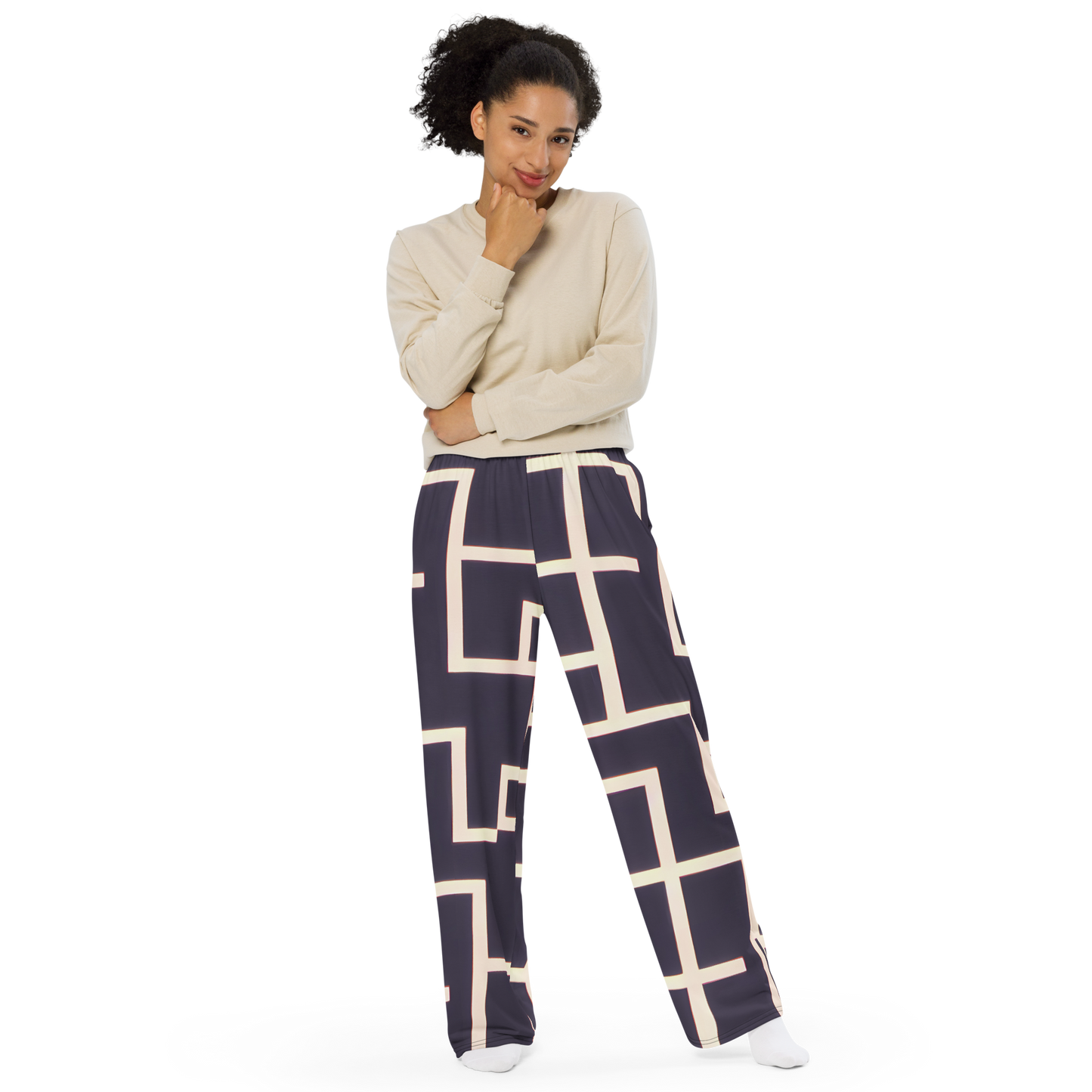 Wide-Leg Pants - Gilded Gridlock