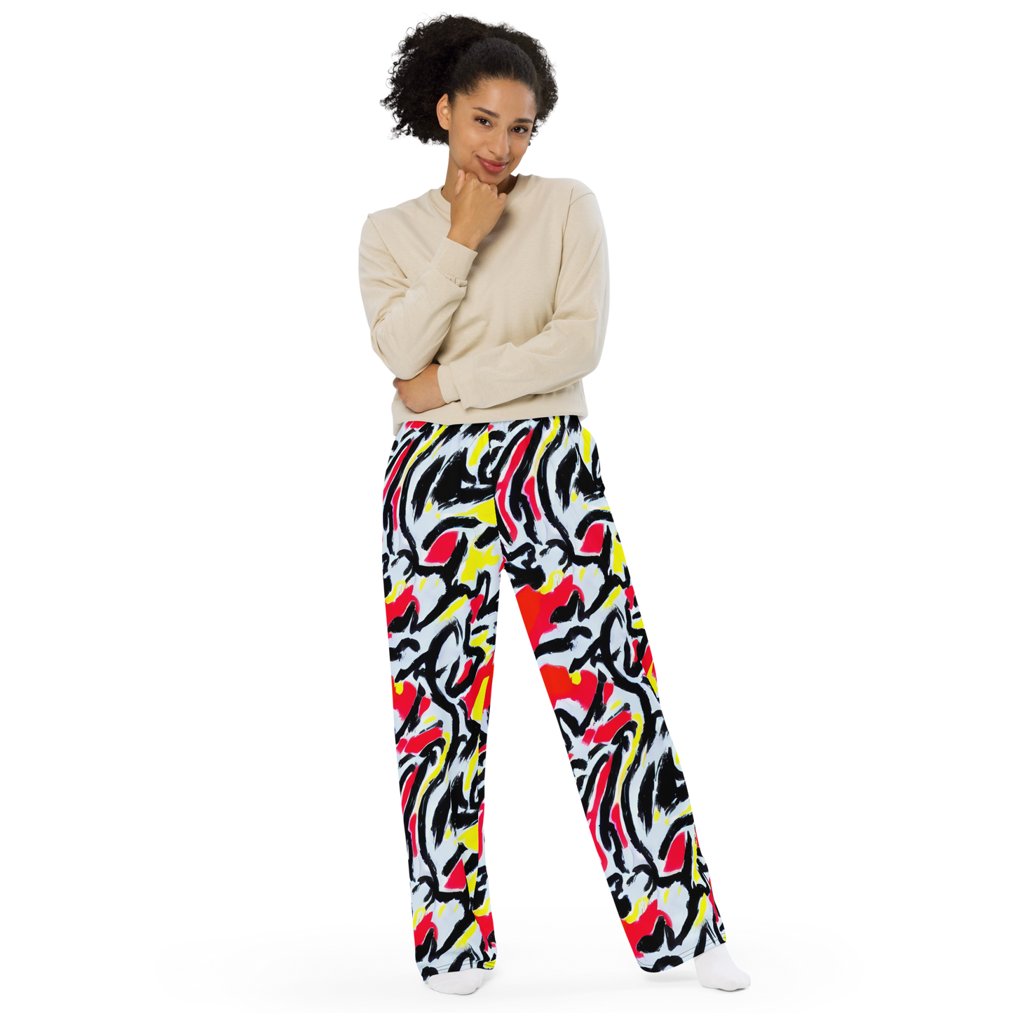 Wide-Leg Pants - Cosmic Brushstrokes