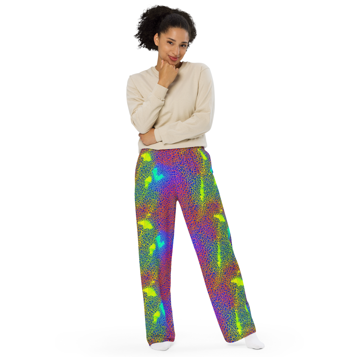 Wide-Leg Pants - Prismatic Web