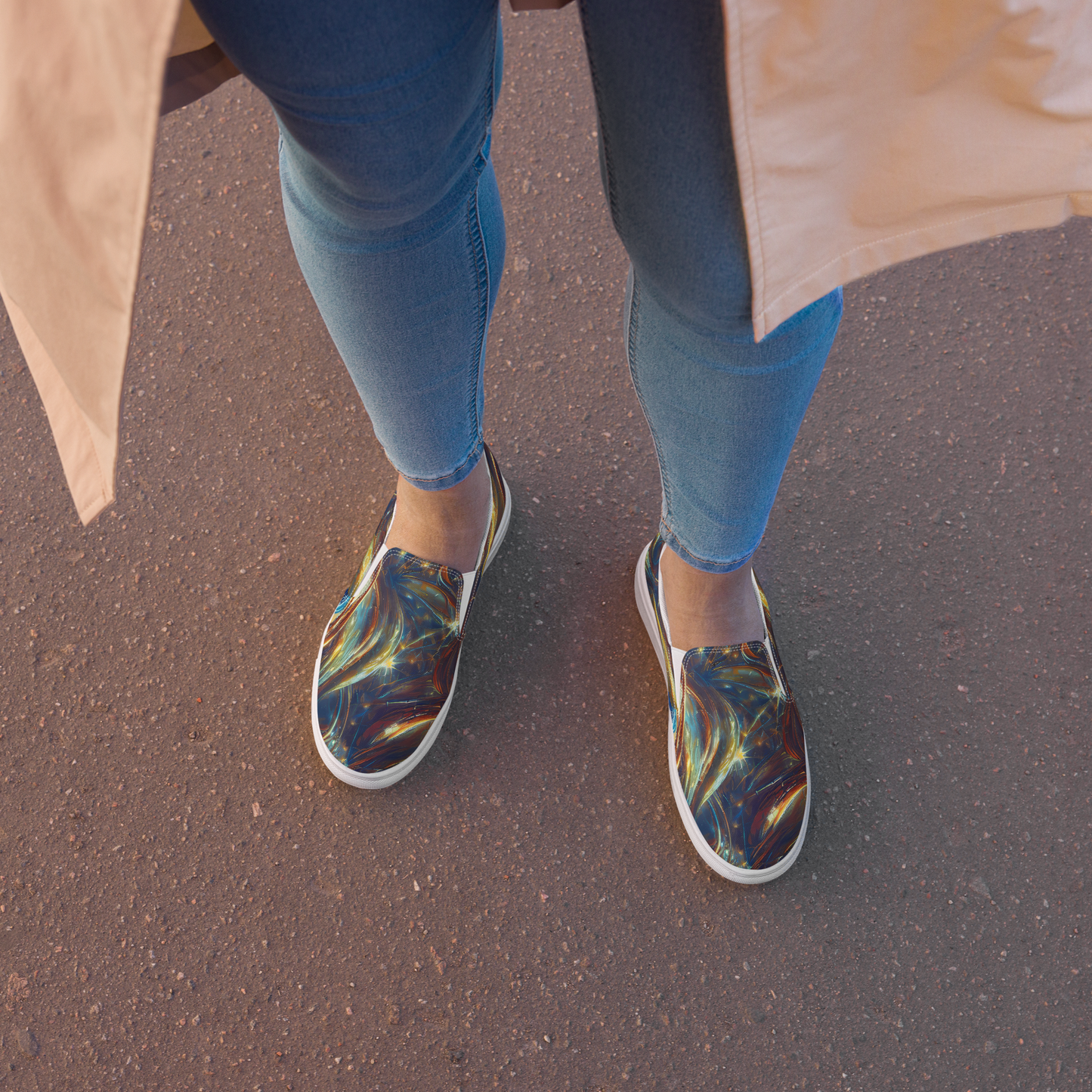 Women's Slip-On Canvas Shoes - Celestial Vortex