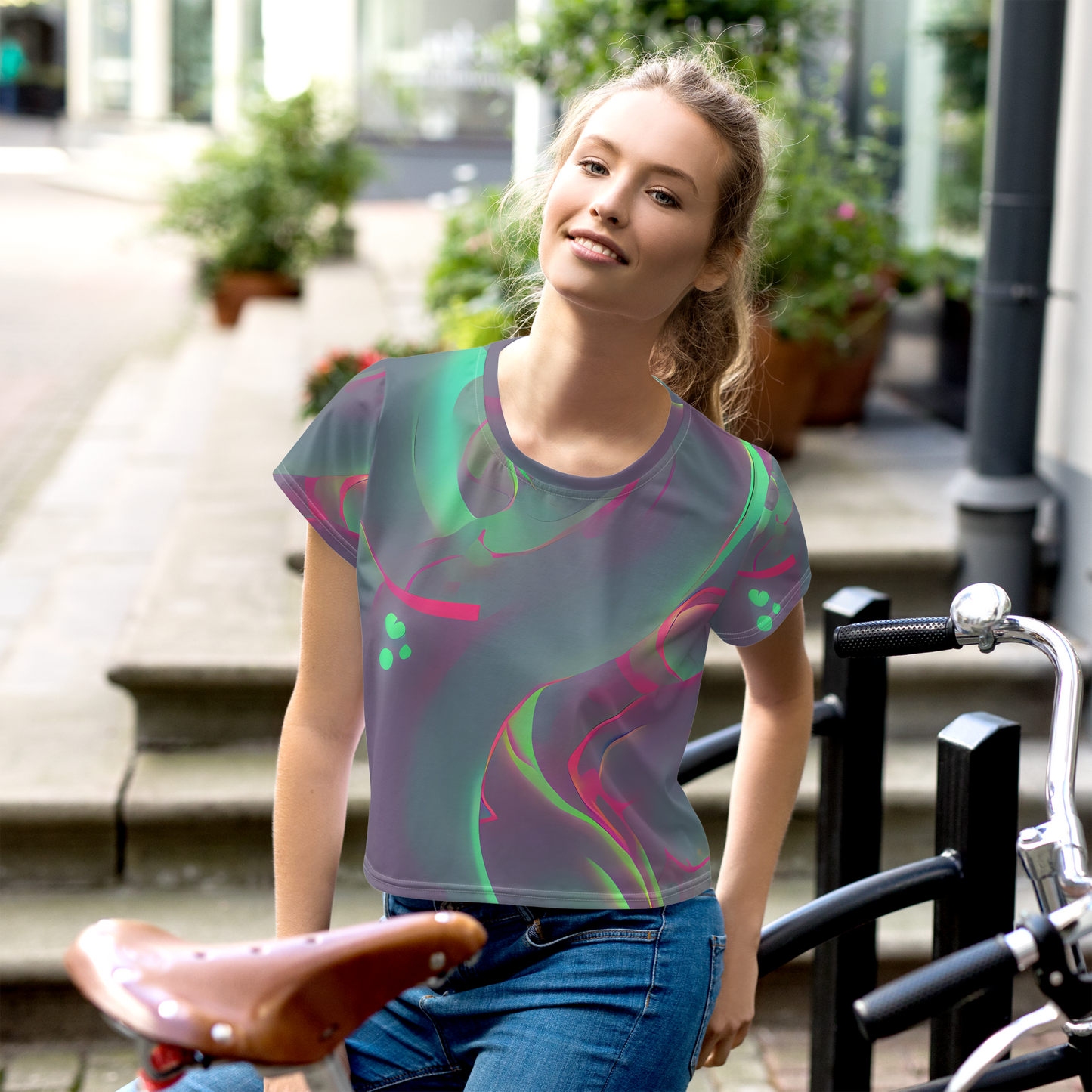 Women's Crop Tee - Neon Whisper