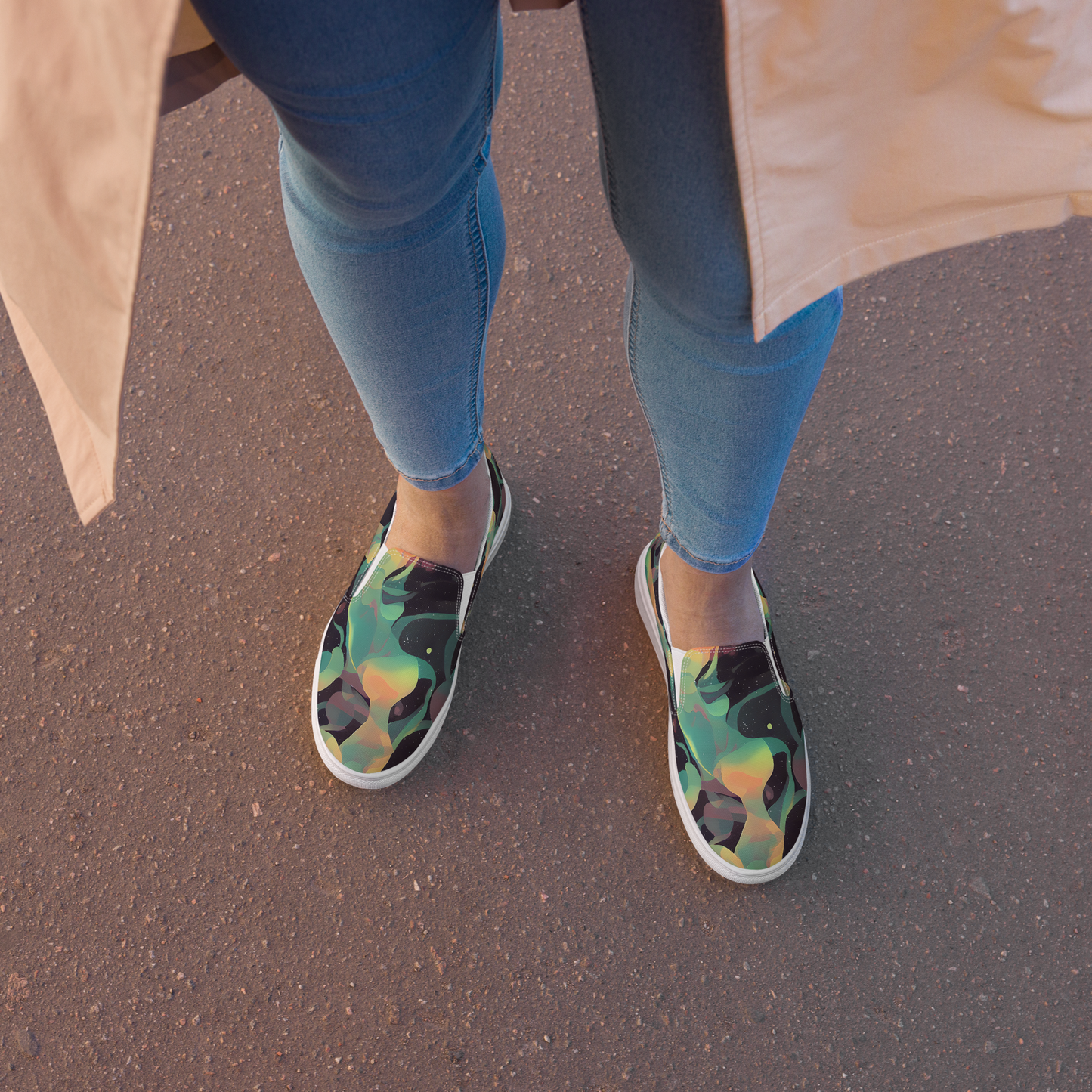 Women's Slip-On Canvas Shoes - Astral Rhythms