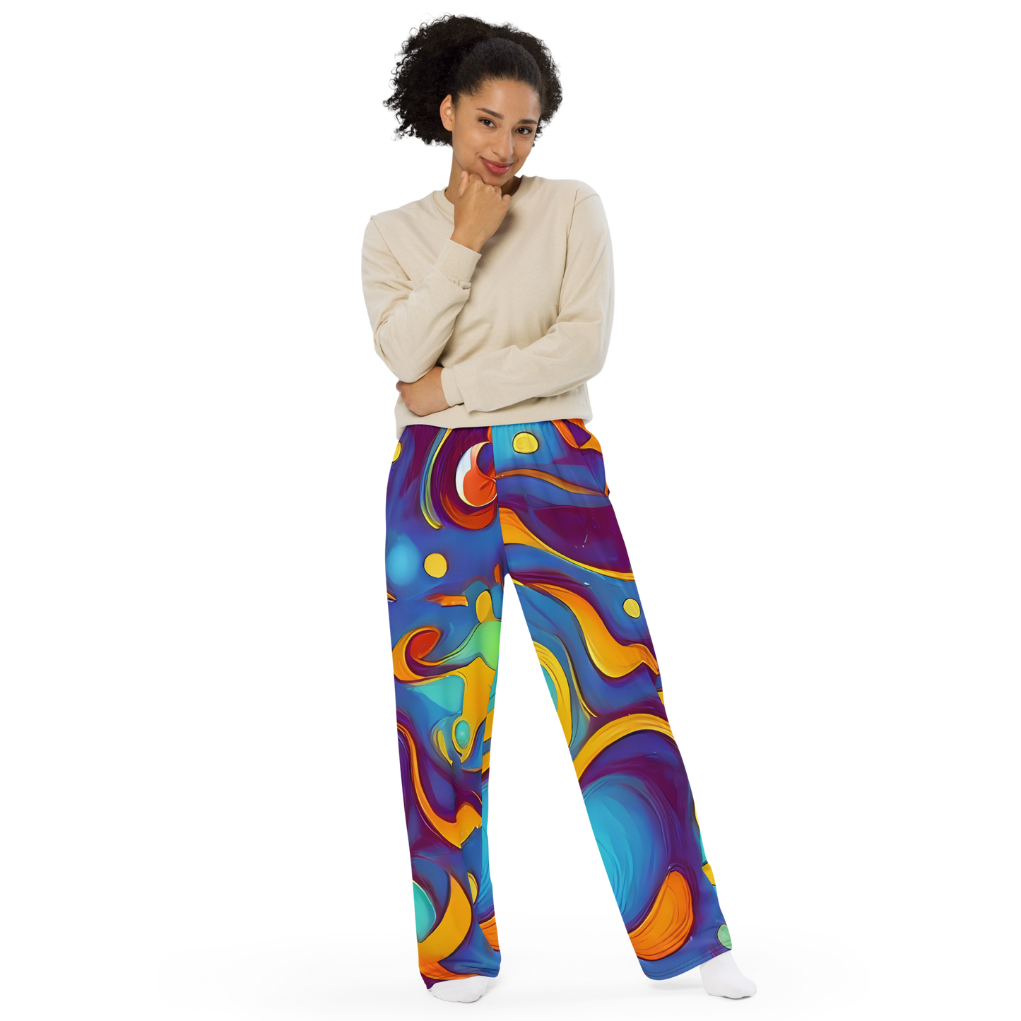 Wide-Leg Pants - Pelton Swirl