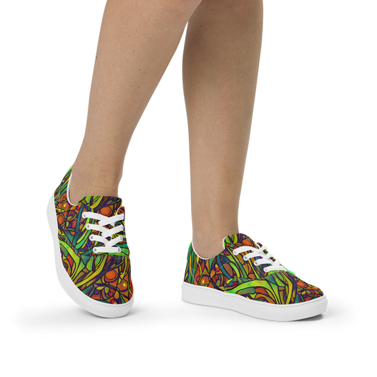 Women's Lace-Up Canvas Shoes - Cosmic Garden