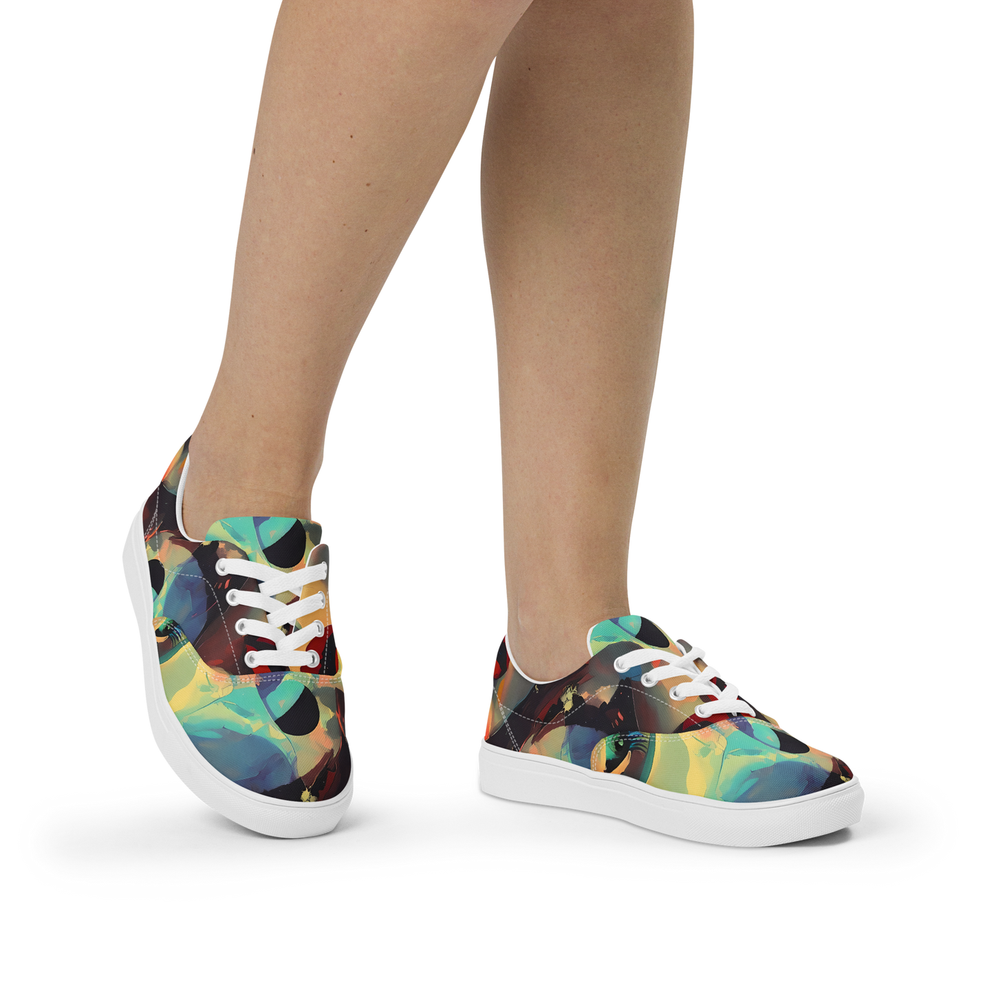 Women's Lace-Up Canvas Shoes - Astral Reflections