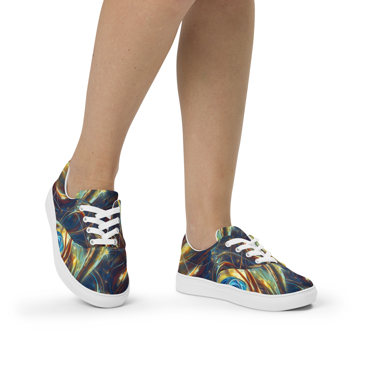 Women's Lace-Up Canvas Shoes - Celestial Vortex