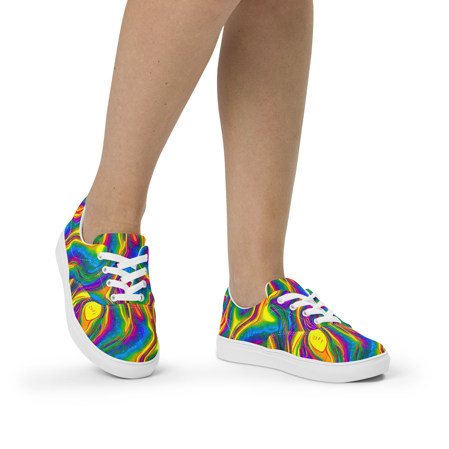 Women's Lace-Up Canvas Shoes - Electric Aurora