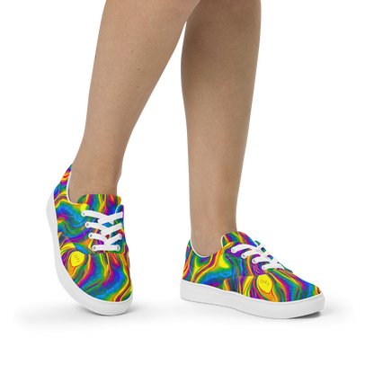 Women's Lace-Up Canvas Shoes - Electric Aurora