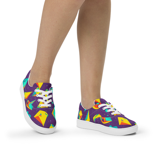 Women's Lace-Up Canvas Shoes - Cascading Prism