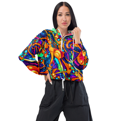 Women's Cropped Windbreaker - Iridescent Nebula