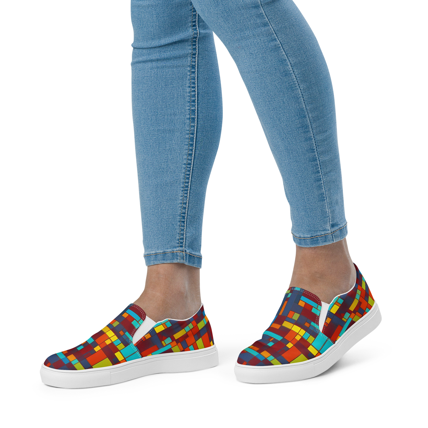 Women's Slip-On Canvas Shoes - Astral Grid