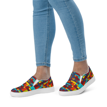 Women's Slip-On Canvas Shoes - Astral Grid