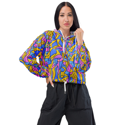 Women's Cropped Windbreaker - Cosmic Curves