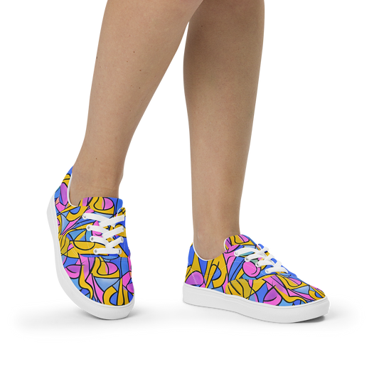 Women's Lace-Up Canvas Shoes - Cosmic Curves